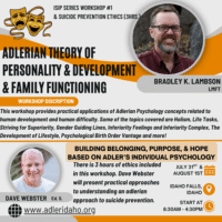 Course #101 July 31st & Aug. 1st in Idaho Falls or Online, Adlerian Theory of Personality